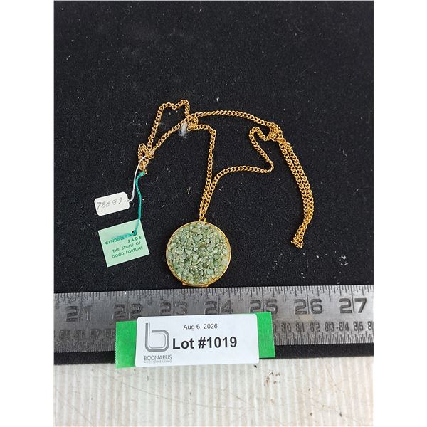 Jade Pendant w/24" Gold Color Necklace