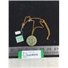 Image 1 : Jade Pendant w/24" Gold Color Necklace