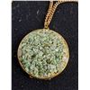 Image 2 : Jade Pendant w/24" Gold Color Necklace