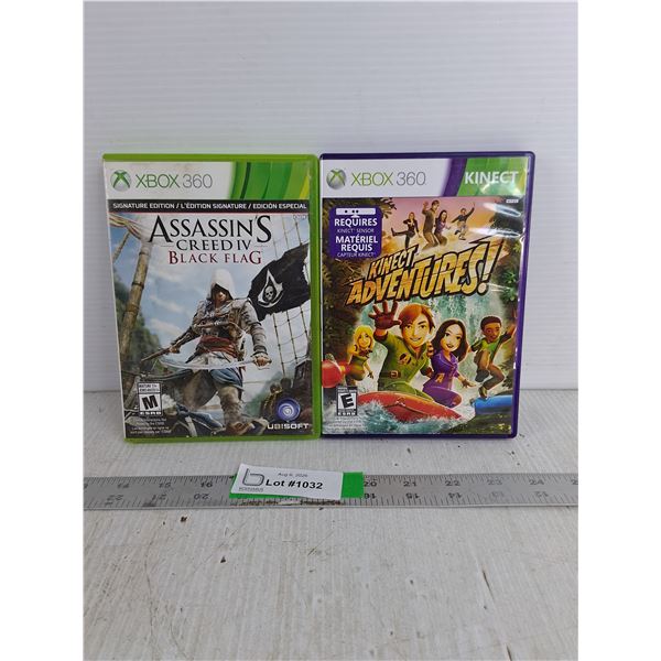 (2) XBox 360 Games- Assassins Creed IV Black Flag, Kinetic Adventures