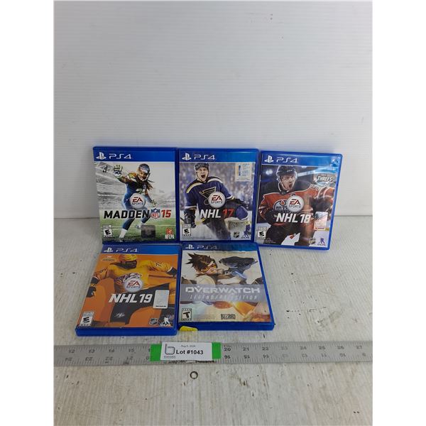 (5) PlayStation 4Games- NHL 17- 19, Madden NFL 15, Overwatch