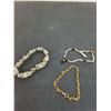 Image 2 : (3) Silver Ang Gold Colored Bracelets, Pair Of Earrings Cannot Authenticate