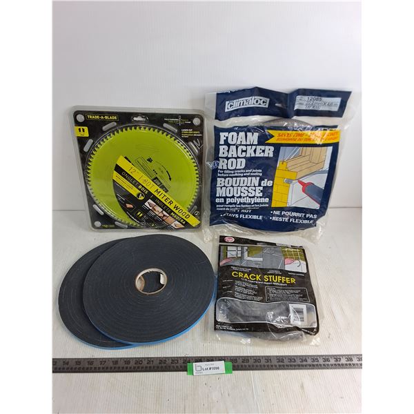 12" Miter Wood Saw Blade, Foam Backer Rod, Weather Stripping, Crack Stuffer - Some Items Are New