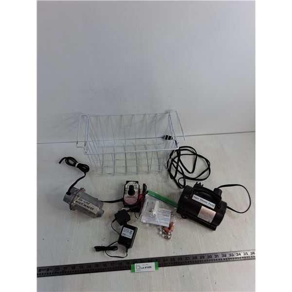 Electric Pump, Heat Magnet, Block Heater, Wire Basket, Misc. - All Untested, As is