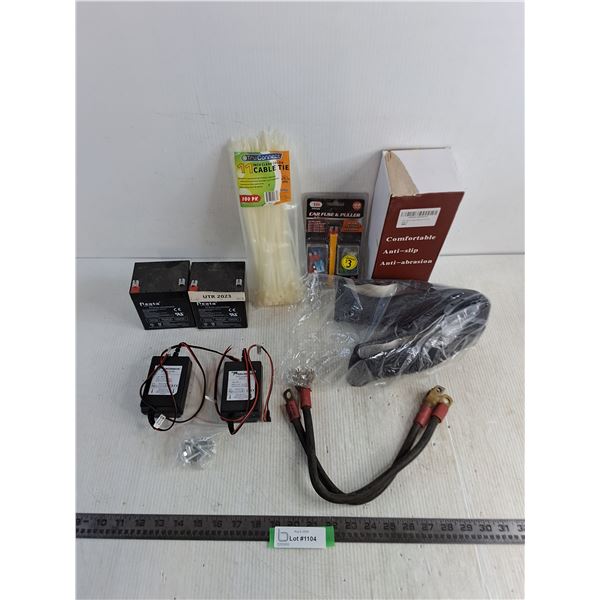 New Steering Wheel Cover, Car Fuse Kit, Cable Ties, 12v Batteries, Battery Cables, Chargers