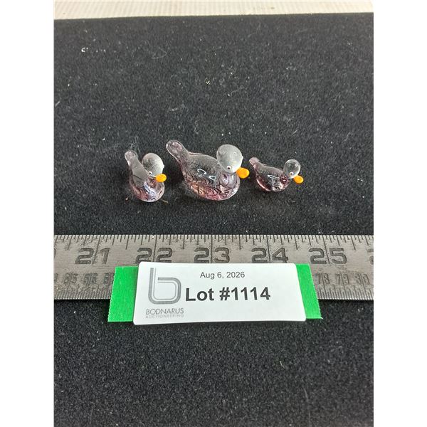 Set of 3 Ornamental Glass Ducks