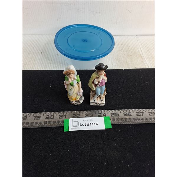 Vintage Porcelain Pioneer Man & Woman Set from Occupied Japan, Food Storage