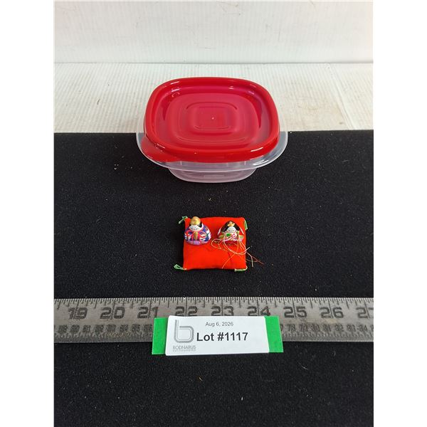 (2) Japanese Hina Dolls w/Cushion Platform, Food Storage