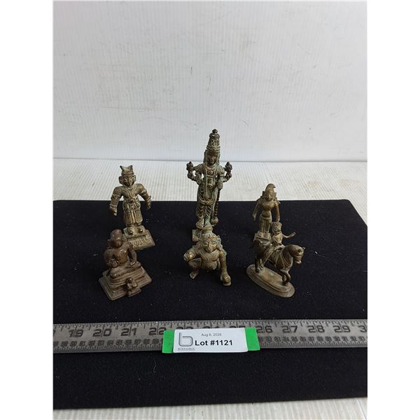 (6) Vintage Brass Hindu Figural Ornaments