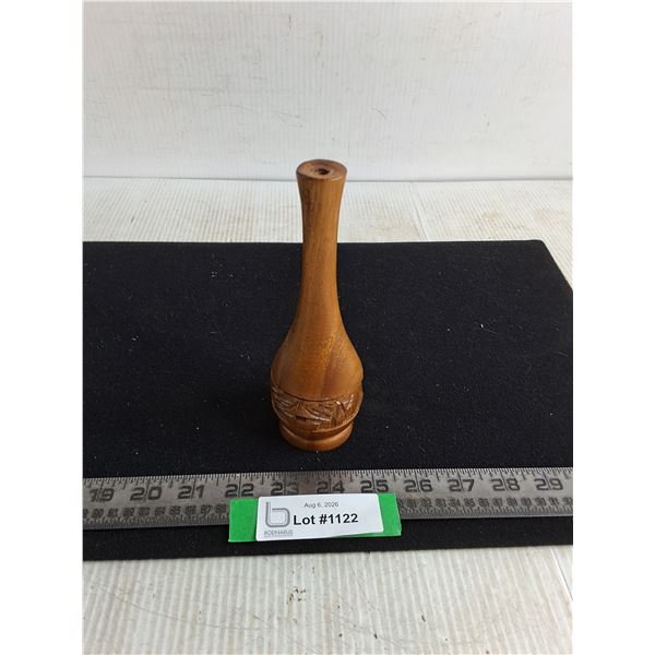 Hand Carved Wooden Vase - 7" High