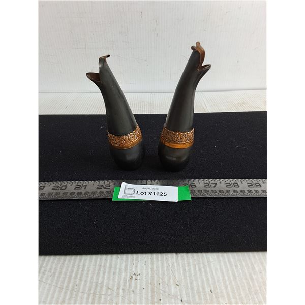 Pair of Copper Vases - 6" High - 1 May Need Repair