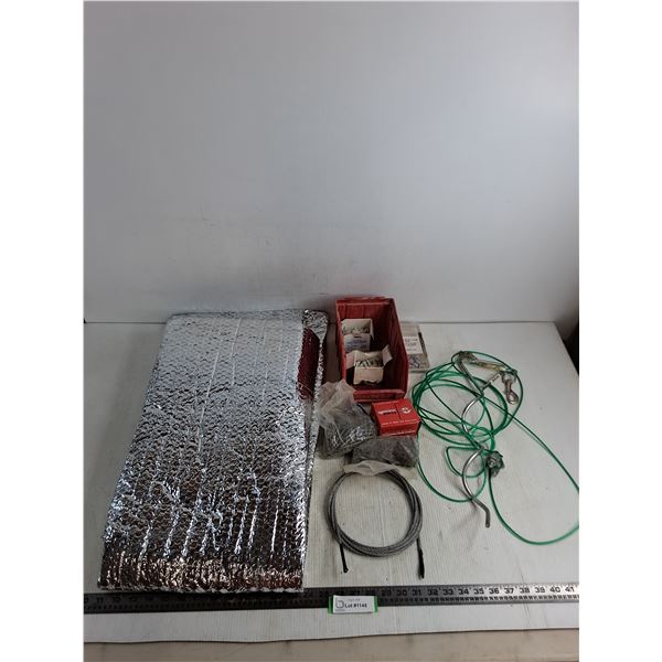 4' x 2.5' Reflective Insulation, Pet Tie-Down w/Tether, Cable, Bulk Nails, Misc.
