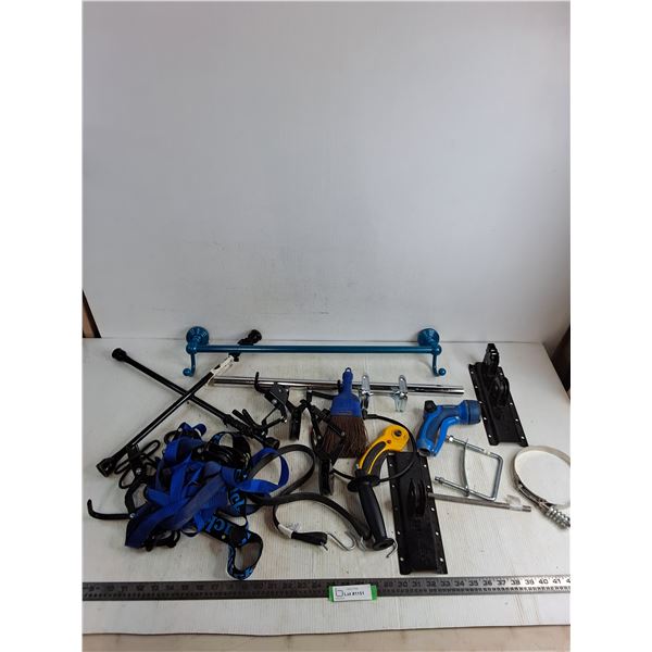 Tire Wrench, Assorted Pulleys & Cables, Hangers, Spray Gun, Misc.