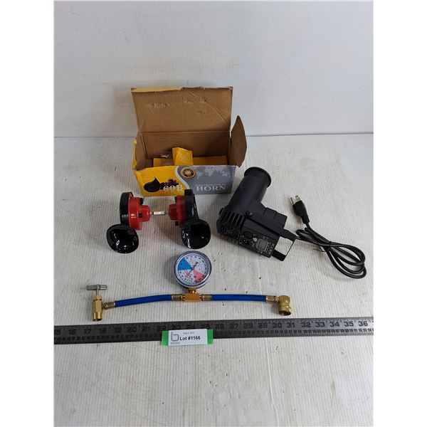 Electromagnetic Horn, Projector - Powers On, Pressure Gauge - These Items Appear Unused