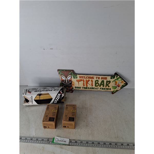 Metal Tiki Bar Sign, Ecosmart LED Lights, Vittoria All Purpose Tire