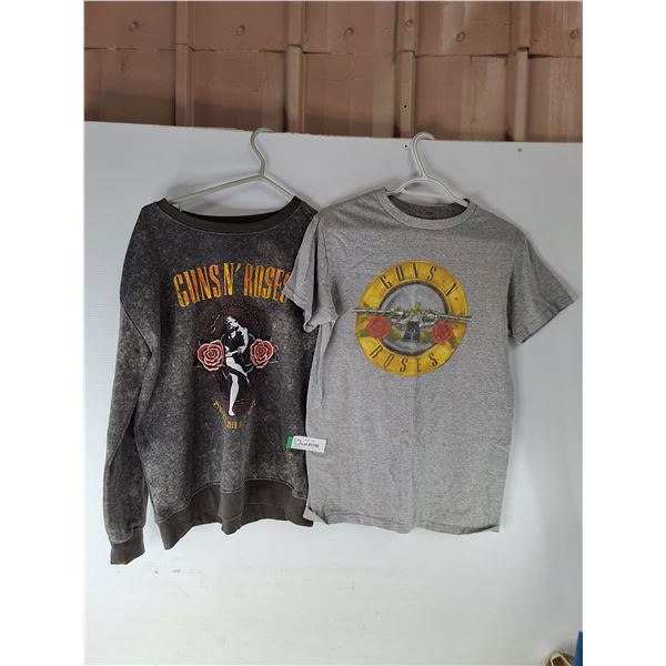 (2) Guns And Rises Shirts- Long Sleeve Size L, Short Sleeve Size S
