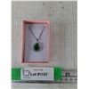 Image 1 : Green Water Drop Pendant Necklace With Silver Colored Chain Cannot Authenticate