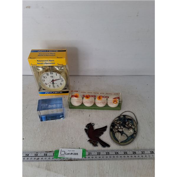Lesser Cut Ornaments, Keyword Alarm Clock, Liquid Center Golf Balls W/ Tee, Misc