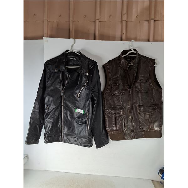 Women's Large Faux Leather Jacket Size L, Faux Leather Vest Size XXL