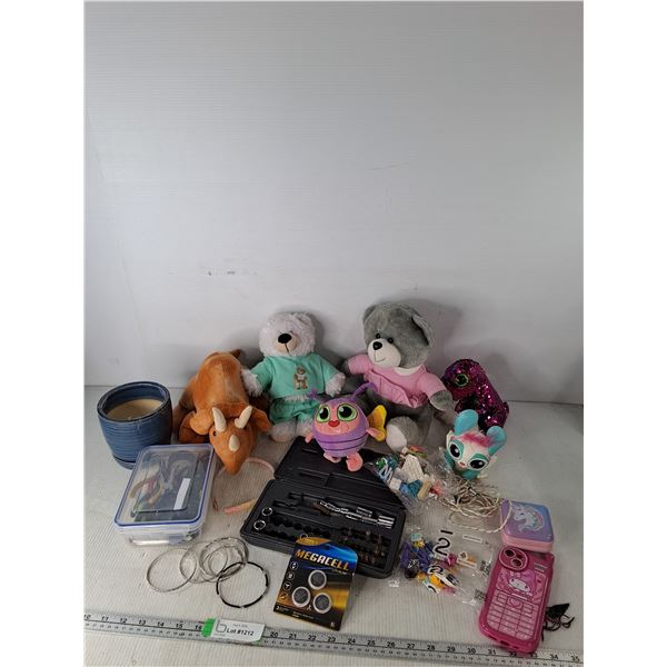 Various Kids Toys, Tools- Pliers, Sockets Wrenches, Plant Pot