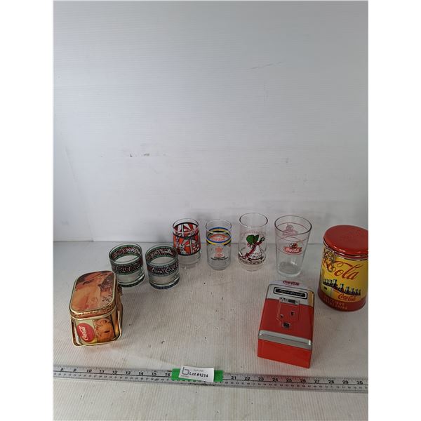 Coca-Cola Tins Up To 6.5" And Glass Cups Up To 6"
