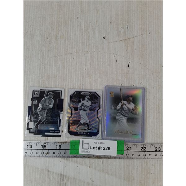 (3) Mickey Mantle Babe Ruth Baseball Cards, Cannot Authenticate