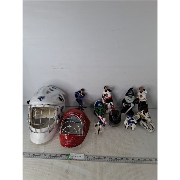 NHL Figurines, (2) Goalie Masks Up To 13"