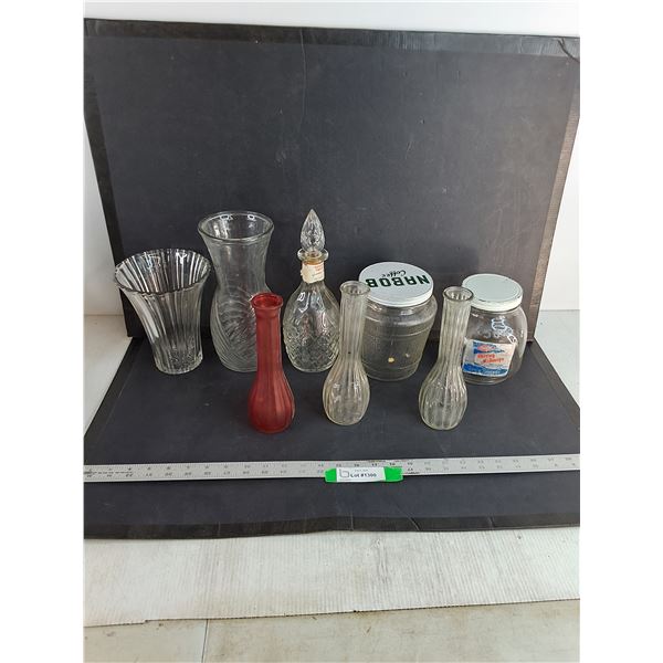 Various Glassware, Mostly Vases, Tallest Is 10"