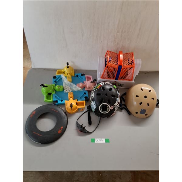 Hungry Hippo & Hot Hoops Game, (2) Skateboard Helmets, Nerf Frisbee