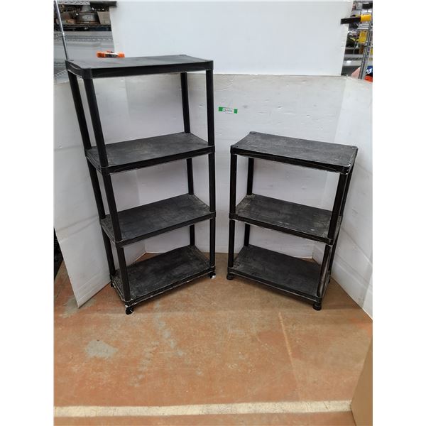 * (2) Plastic Shelving Unit 52" & 36" Heights, Pickup Only