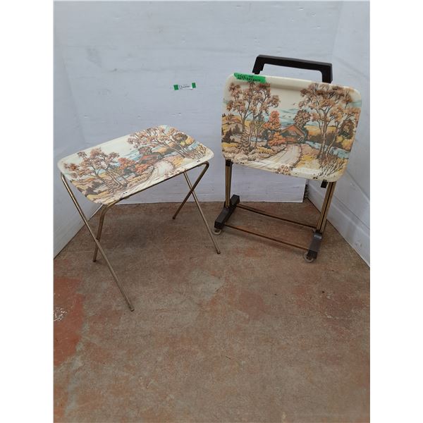 * (2) Vintage TV Tray w/ Rolling Storage Rack, Pickup Only