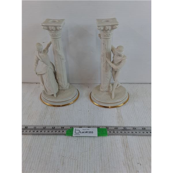 (2) Fine Porcelain Candlestick Decoration (10")