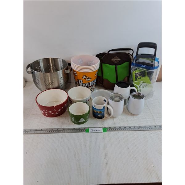 Popcorn Bowls, Lunch Kit, Vegetable Cutter, Various Glass Mugs & Bowls