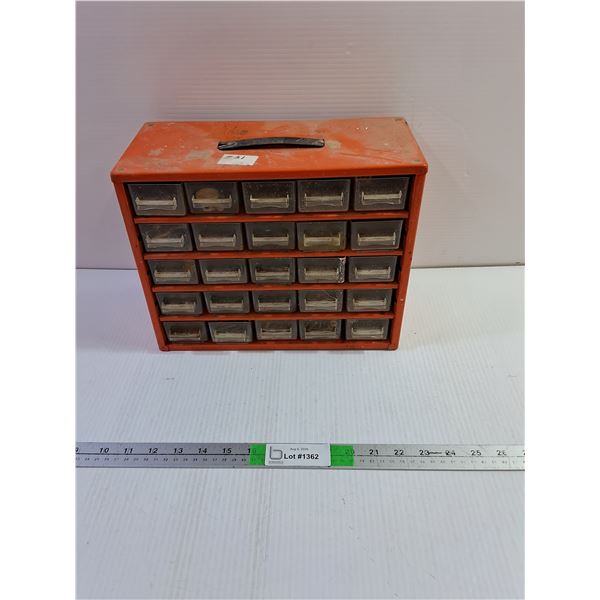 Metal Organizer With Plastic Drawers 9.75" x 12" x 6", With Random Stuff