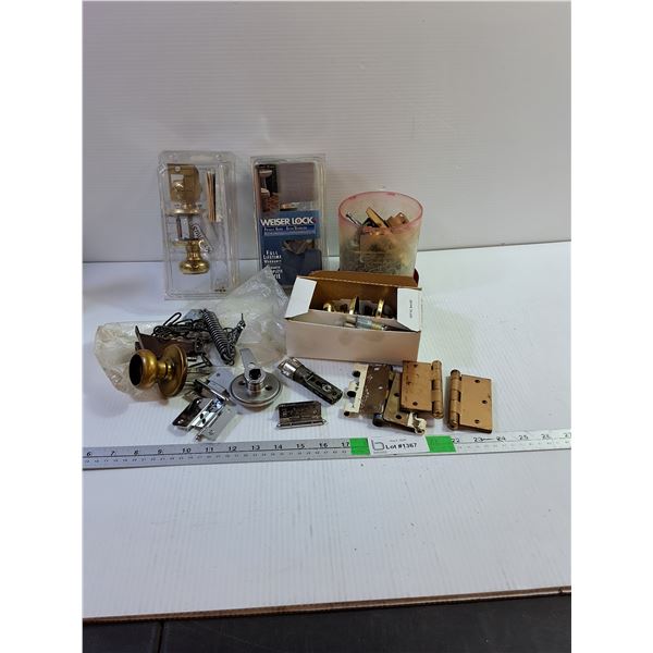 (2) Privacy Door Knob Sets, Hinges, Lock With Keys, Misc