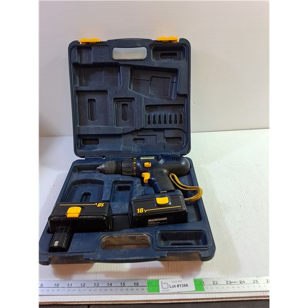 Mastercraft 18V Cordless Drill, Extra Battery In Case, Untested, As Is