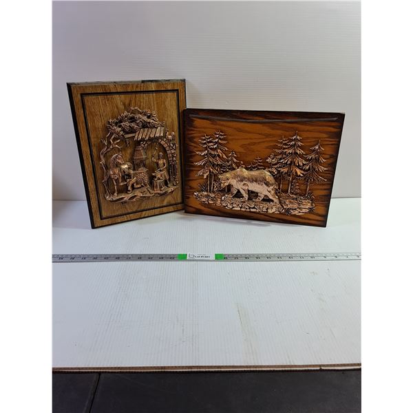 "Bear" Wall Hanging - 16" x 12", "Blacksmith" Wall Hanging 14" x 11.5"
