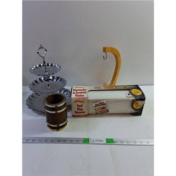 Plastic Wrap Dispenser NIB, Wooden Banana Tree, Misc