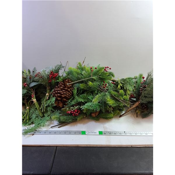 Large Assortment Artificial Pine Boughs, Berries, Pine Cones