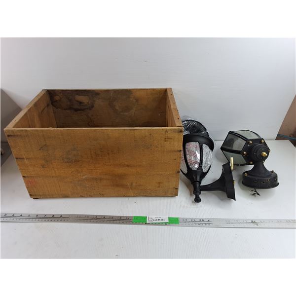 Upward Wall Mount Light Fixtures & Wooden Crate 19" x 12" x 11", Pickup Only