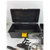 Image 5 : 16" Tool Box, Nutchell Fishing Reel, Knife, Misc