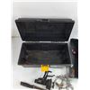 Image 6 : 16" Tool Box, Nutchell Fishing Reel, Knife, Misc