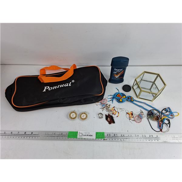 Beaded Earrings & Necklaces, Degree Deodorant, Jewelry Box & Pontual Bag