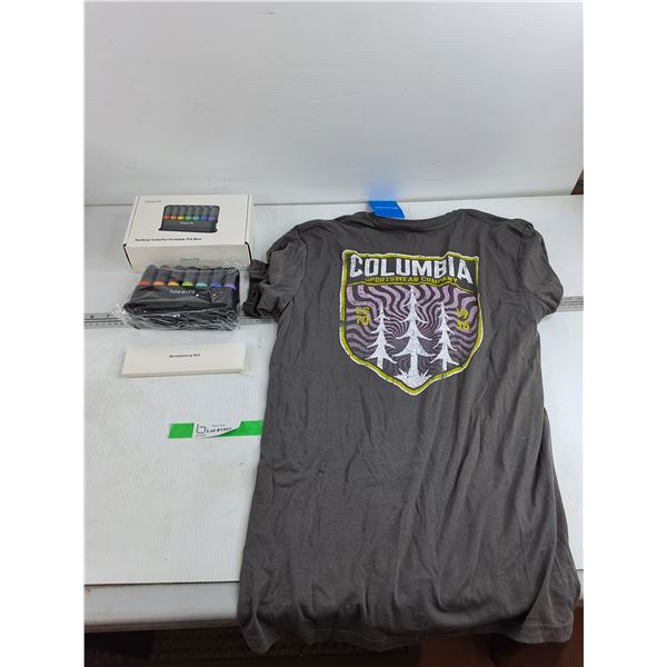 Columbia Sportwear Company T Shirt - Size L, Vertical Colorful Portable Pill Box
