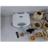 Image 6 : Superior Sandwich Maker, Cream/Sugar Set, Tea Pot, Planter, Wicker Basket, Misc