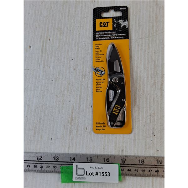 Cat Drop Point Folding Knife Sealed In Box