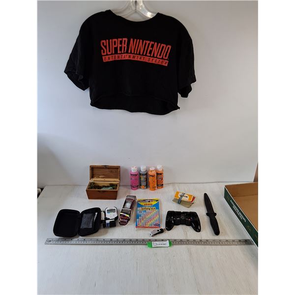 Blood Sugar Tester Machine, Controller Astray, Nintendo Half-Shirt, Rubber Training Knife, Misc