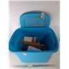 Image 1 : *Popcorn Popper, Veggie Prepper, Rolling Pin, ButterDish, Storage Tub23.5"18"x15.5",  Misc