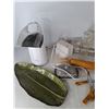 Image 2 : *Popcorn Popper, Veggie Prepper, Rolling Pin, ButterDish, Storage Tub23.5"18"x15.5",  Misc