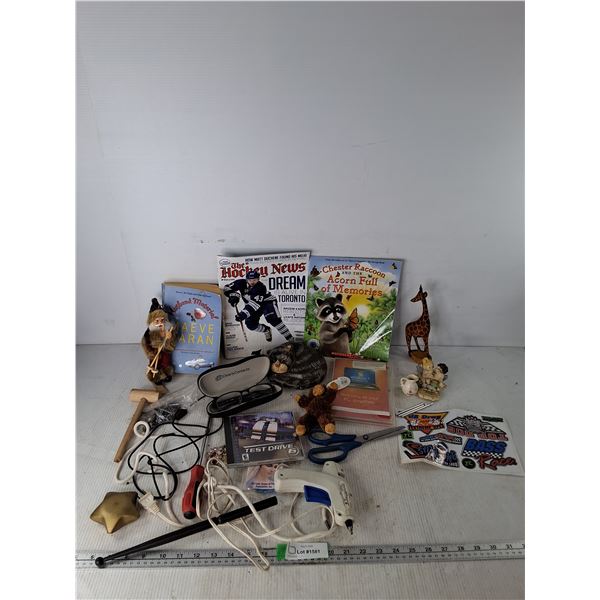 Various Books/Magazine, Stickers, Hot Glue Gun, Decorative Figurines, Misc